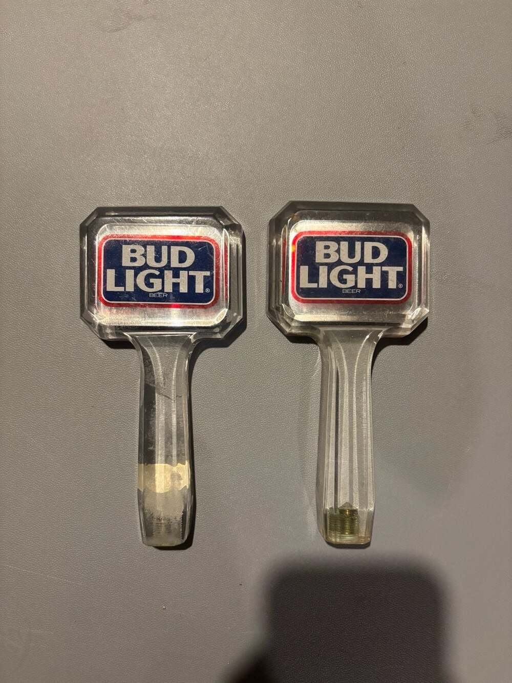 Vintage Bud Light Acrylic Beer Tap Handle Lot of 2